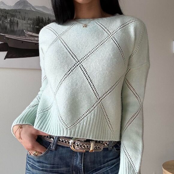 Pastel Mint Italian Knit Sweater by Bartolini — Soft Wool Blend (XS–S) - Picture 5 of 6